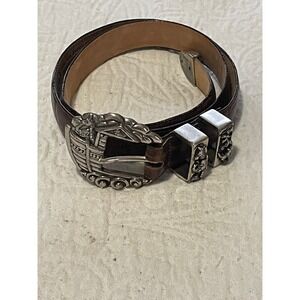 Brighton Museum Noah Ark Collection Leather Belt Silver Buckle Women's M